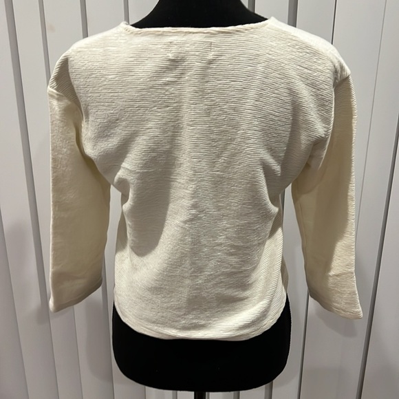 Madewell Texture & Thread Top Off White 3/4 Sleeve XXS - Picture 3 of 5